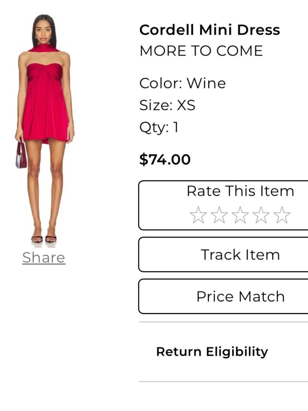 Cordell Mini Dress in Wine - Women's Strapless Evening Dress